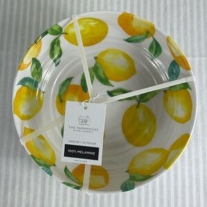 The Farmhouse Rachel Ashwell Set of 4 Melamine Pasta Salad Bowls Lemon Print